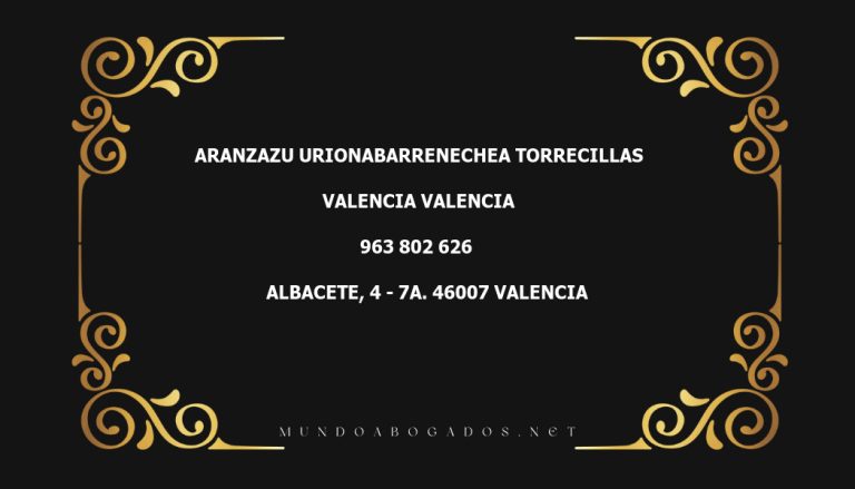 abogado Aranzazu Urionabarrenechea Torrecillas en la localidad de Valencia