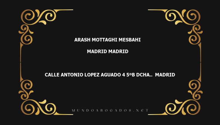 abogado Arash Mottaghi Mesbahi en la localidad de Madrid