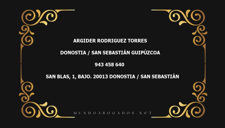 abogado Argider Rodriguez Torres en la localidad de Donostia / San Sebastián