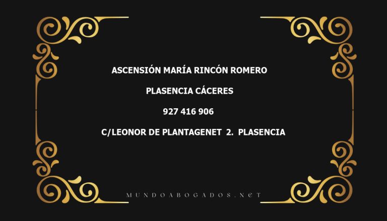 abogado Ascensión María Rincón Romero en la localidad de Plasencia