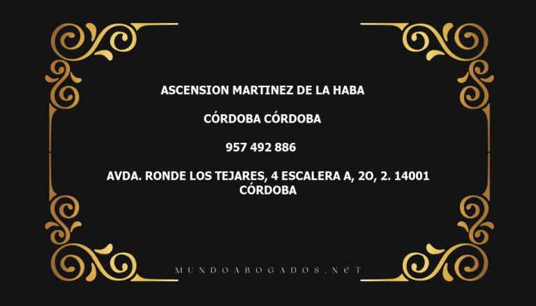 abogado Ascension Martinez De La Haba en la localidad de Córdoba