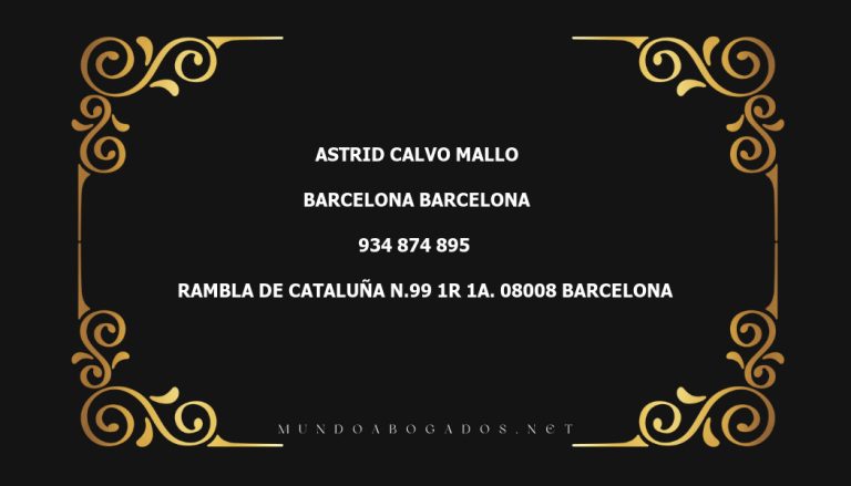 abogado Astrid Calvo Mallo en la localidad de Barcelona