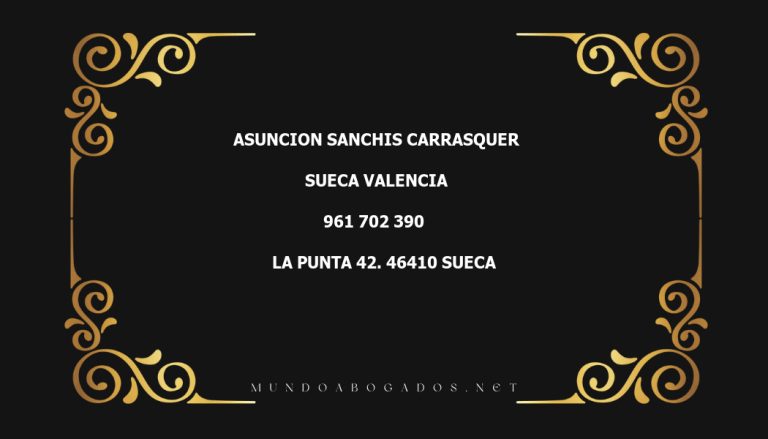 abogado Asuncion Sanchis Carrasquer en la localidad de Sueca