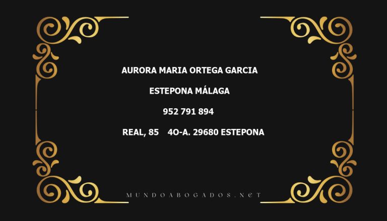 abogado Aurora Maria Ortega Garcia en la localidad de Estepona