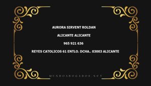 abogado Aurora Sirvent Roldan en la localidad de Alicante