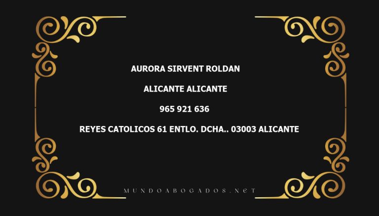 abogado Aurora Sirvent Roldan en la localidad de Alicante