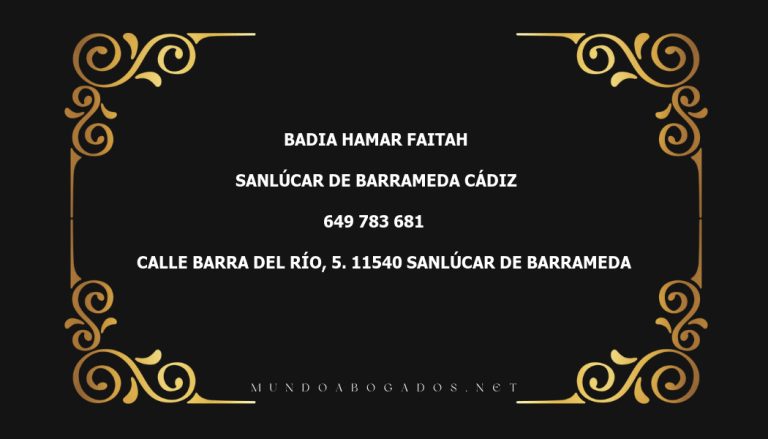 abogado Badia Hamar Faitah en la localidad de Sanlúcar de Barrameda