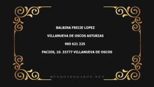 abogado Balbina Freije Lopez en la localidad de Villanueva de Oscos