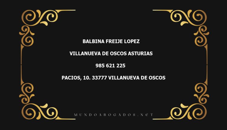 abogado Balbina Freije Lopez en la localidad de Villanueva de Oscos