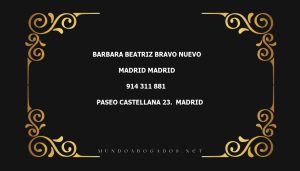 abogado Barbara Beatriz Bravo Nuevo en la localidad de Madrid