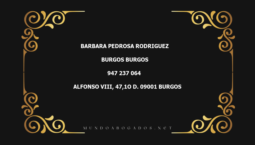 abogado Barbara Pedrosa Rodriguez en la localidad de Burgos