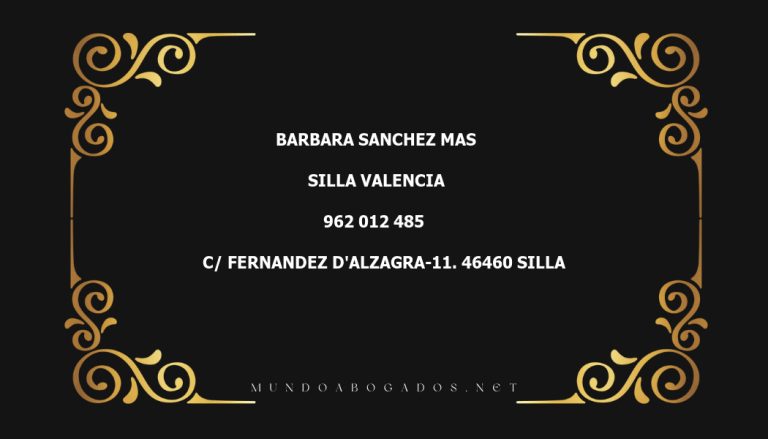 abogado Barbara Sanchez Mas en la localidad de Silla