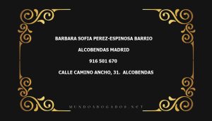 abogado Barbara Sofia Perez-Espinosa Barrio en la localidad de Alcobendas