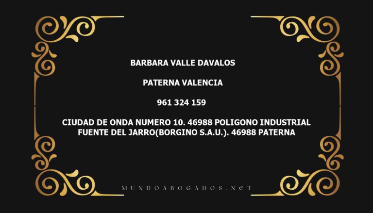 abogado Barbara Valle Davalos en la localidad de Paterna