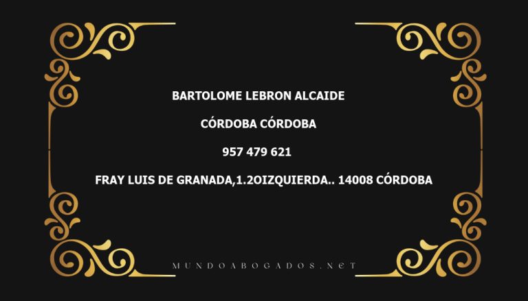 abogado Bartolome Lebron Alcaide en la localidad de Córdoba