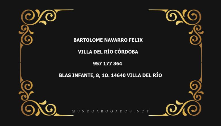 abogado Bartolome Navarro Felix en la localidad de Villa del Río