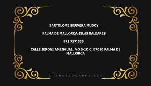 abogado Bartolome Servera Mudoy en la localidad de Palma de Mallorca