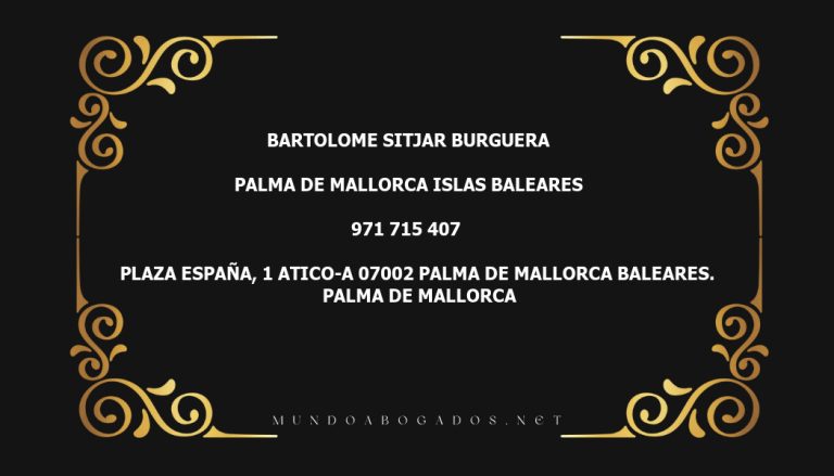 abogado Bartolome Sitjar Burguera en la localidad de Palma de Mallorca