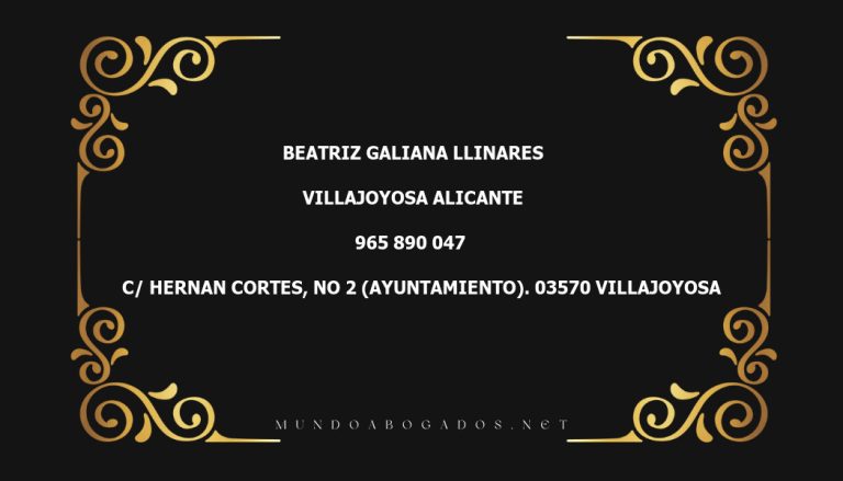 abogado Beatriz Galiana Llinares en la localidad de Villajoyosa