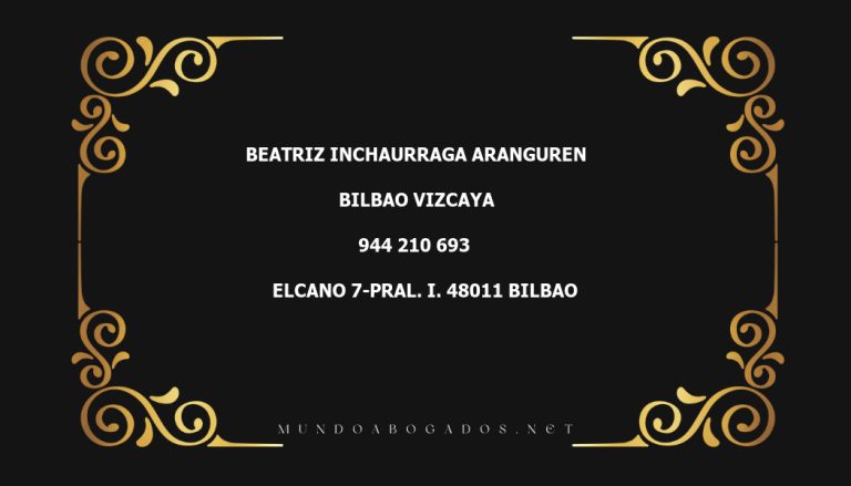 abogado Beatriz Inchaurraga Aranguren en la localidad de Bilbao