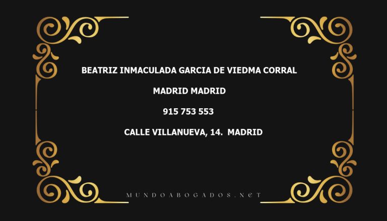 abogado Beatriz Inmaculada Garcia De Viedma Corral en la localidad de Madrid