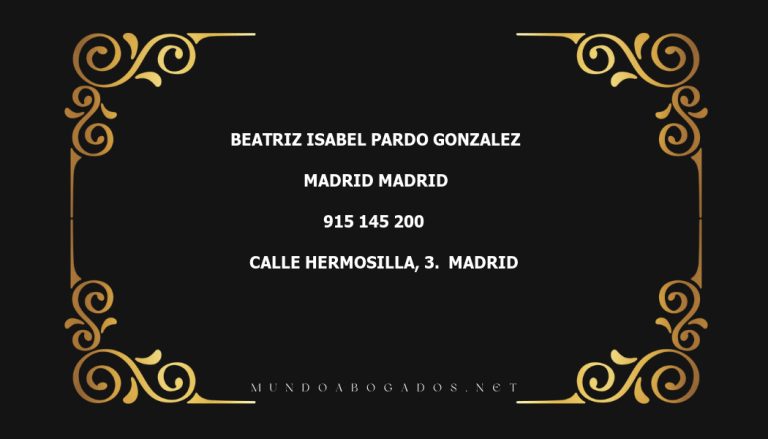 abogado Beatriz Isabel Pardo Gonzalez en la localidad de Madrid