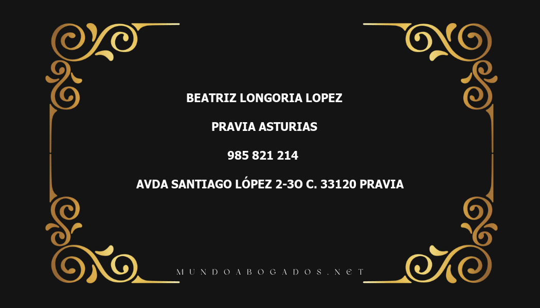 abogado Beatriz Longoria Lopez en la localidad de Pravia