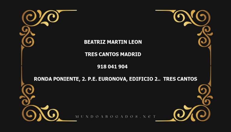 abogado Beatriz Martin Leon en la localidad de Tres Cantos