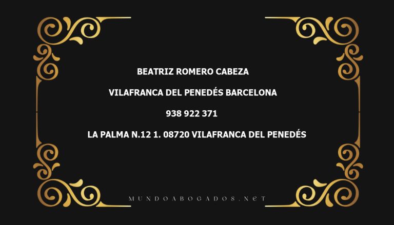 abogado Beatriz Romero Cabeza en la localidad de Vilafranca del Penedés