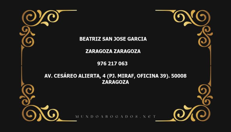 abogado Beatriz San Jose Garcia en la localidad de Zaragoza