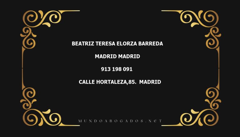 abogado Beatriz Teresa Elorza Barreda en la localidad de Madrid