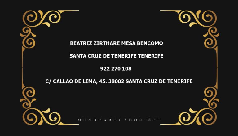 abogado Beatriz Zirthare Mesa Bencomo en la localidad de Santa Cruz de Tenerife