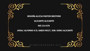 abogado Begoña Alicia Pastor Brotons en la localidad de Alicante