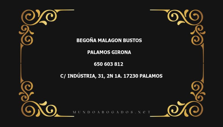 abogado Begoña Malagon Bustos en la localidad de Palamos