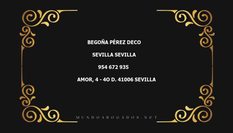 abogado Begoña Pérez Deco en la localidad de Sevilla