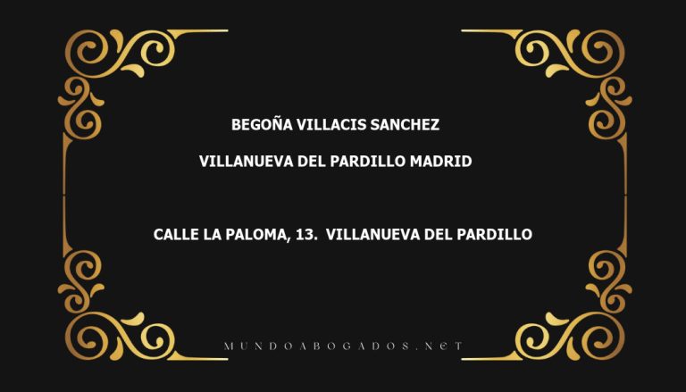 abogado Begoña Villacis Sanchez en la localidad de Villanueva del Pardillo