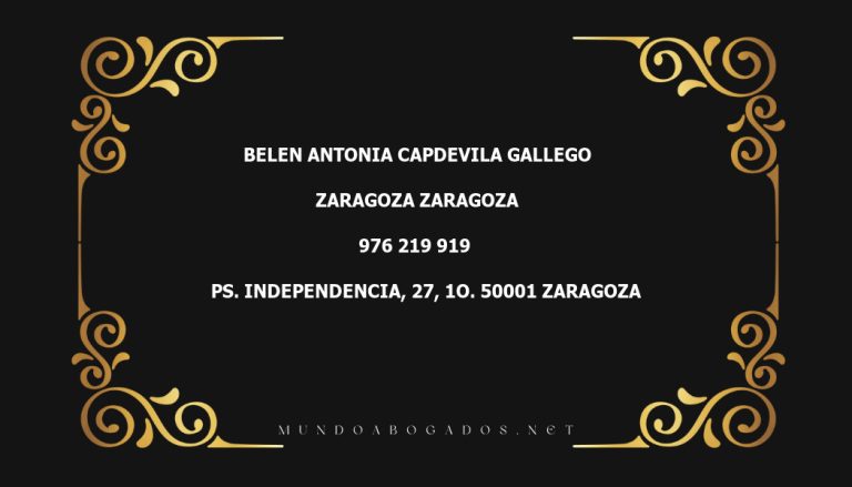 abogado Belen Antonia Capdevila Gallego en la localidad de Zaragoza