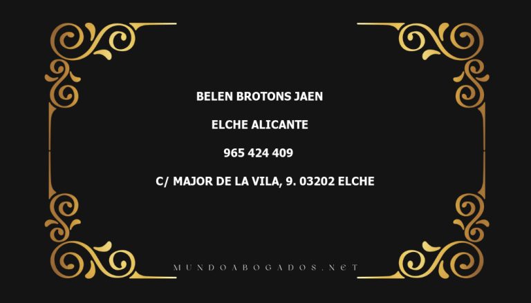 abogado Belen Brotons Jaen en la localidad de Elche