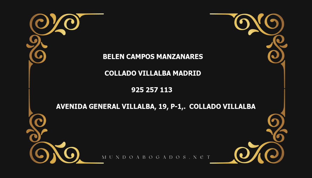 abogado Belen Campos Manzanares en la localidad de Collado Villalba