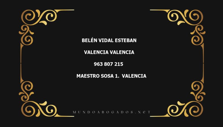 abogado Belén Vidal Esteban en la localidad de Valencia