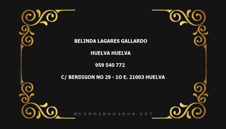 abogado Belinda Lagares Gallardo en la localidad de Huelva