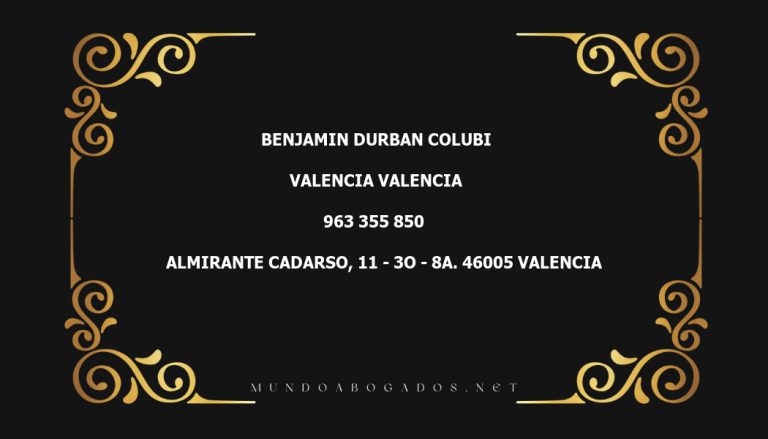 abogado Benjamin Durban Colubi en la localidad de Valencia