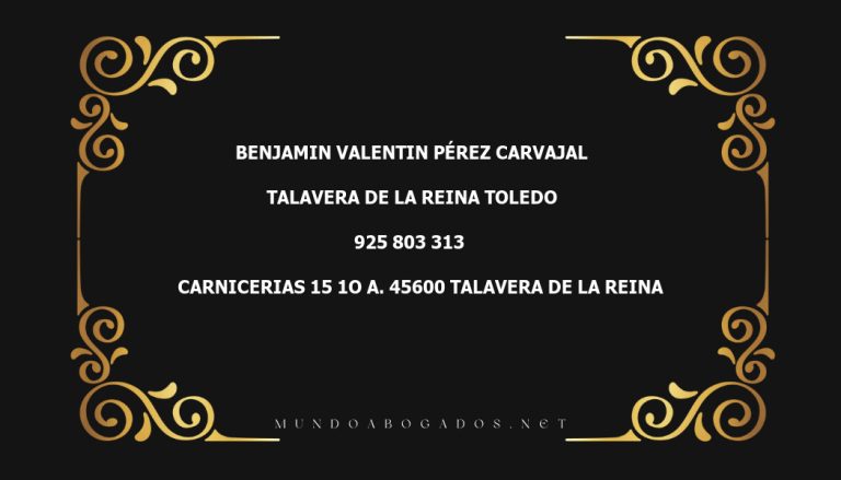 abogado Benjamin Valentin Pérez Carvajal en la localidad de Talavera de la Reina