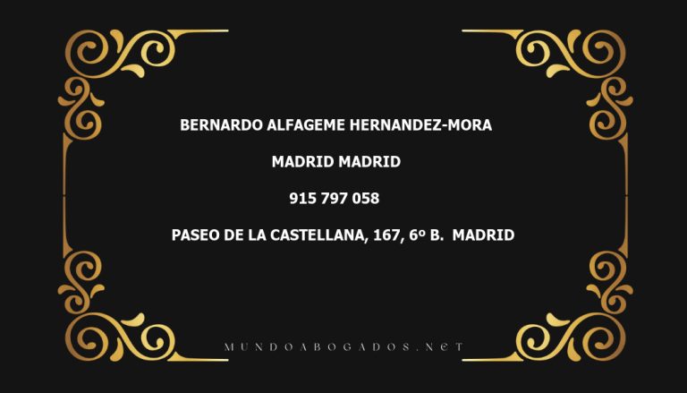 abogado Bernardo Alfageme Hernandez-Mora en la localidad de Madrid