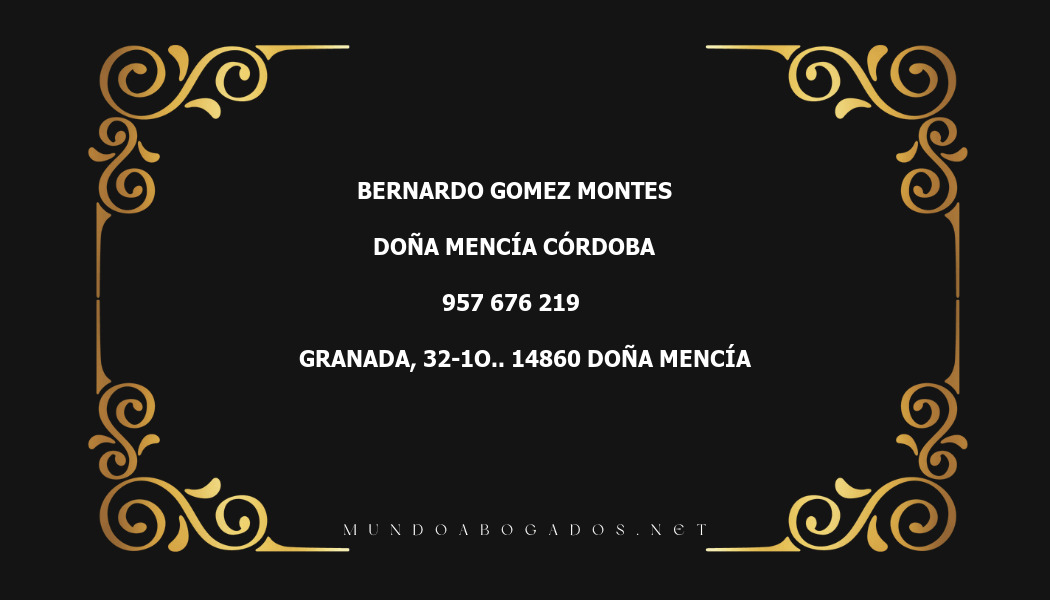 abogado Bernardo Gomez Montes en la localidad de Doña Mencía