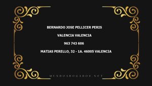 abogado Bernardo Jose Pellicer Peris en la localidad de Valencia