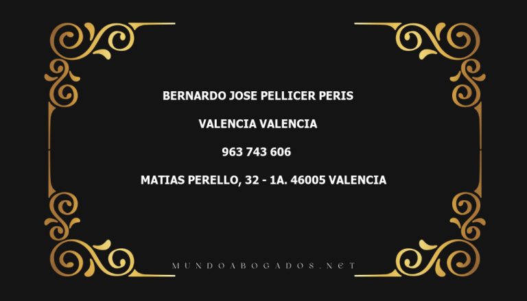 abogado Bernardo Jose Pellicer Peris en la localidad de Valencia