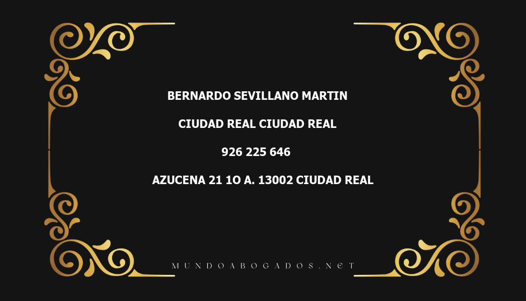 abogado Bernardo Sevillano Martin en la localidad de Ciudad Real