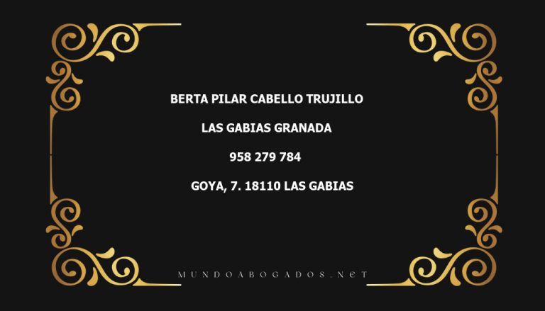 abogado Berta Pilar Cabello Trujillo en la localidad de Las Gabias