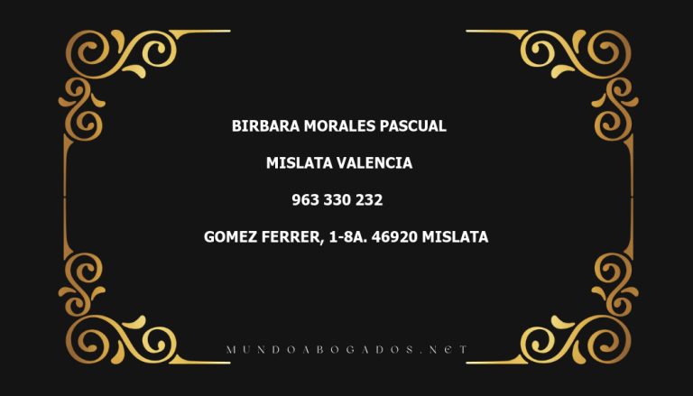 abogado Birbara Morales Pascual en la localidad de Mislata